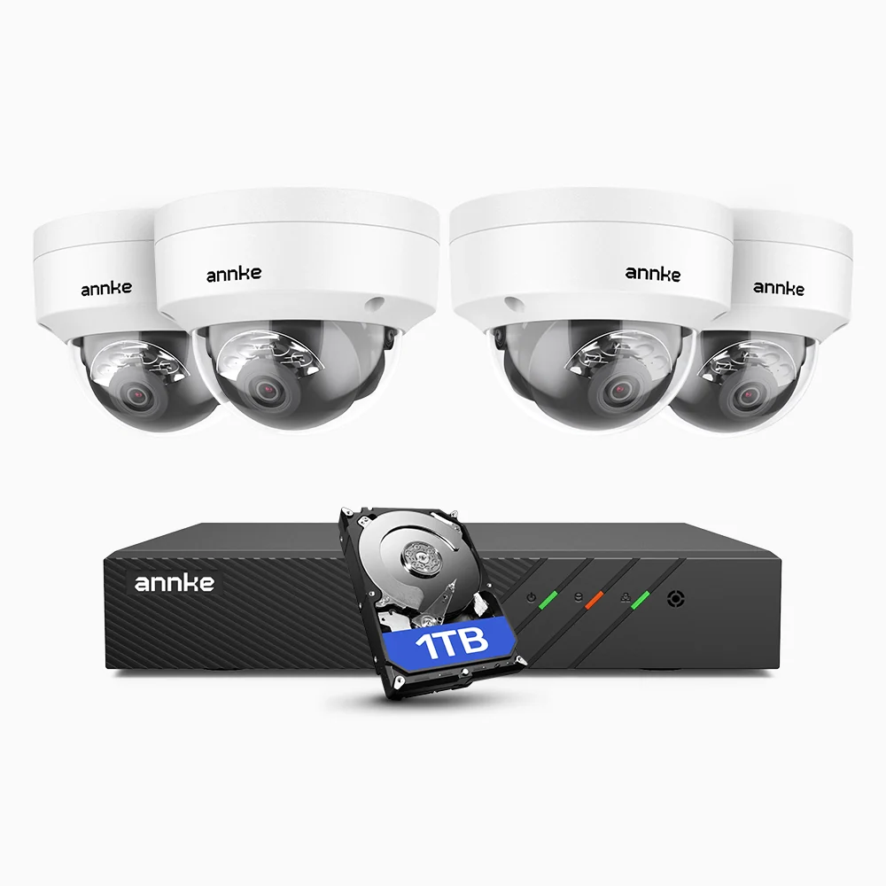 System monitoringu ANNKE 4K 8MP PoE, 4 kamery IP 4K + rejestrator NVR 8-kanałowy, dysk twardy 1 TB, wykrywanie ludzi i pojazdów, wbudowany mikrofon, kolorowy i podczerwony tryb nocny, obsługa RTSP - Image 3