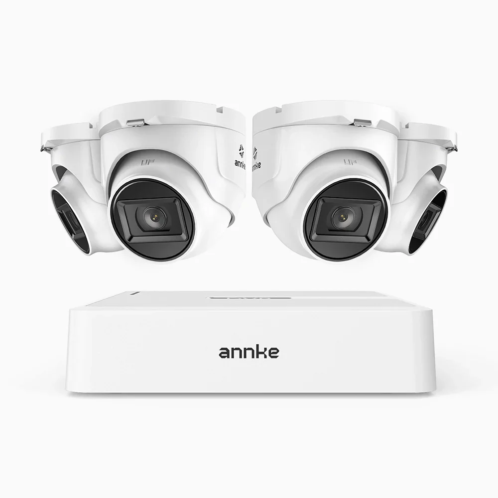 ANNKE 1080p Przewodowy zewnętrzny system monitoringu CCTV, 8-kanałowy DVR + 4 kamery, obiektyw 3,6 mm, inteligentny rejestrator z detekcją ludzi i pojazdów, noktowizja IR do 20 m, sygnał 4-w-1, IP67 - Image 2