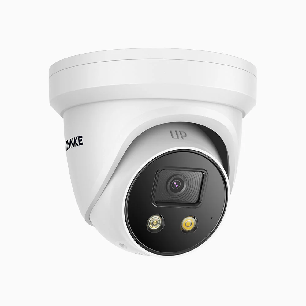 C800X - kamera zewnętrzna bezpieczeństwa PoE 4K, z przetwornikiem BSI 1/1,8'', przysłona f/1,6 (0,003 luksa), syrena i stroboskop, dwukierunkowy dźwięk, wykrywanie ludzi i pojazdów, ochrona obwodowa