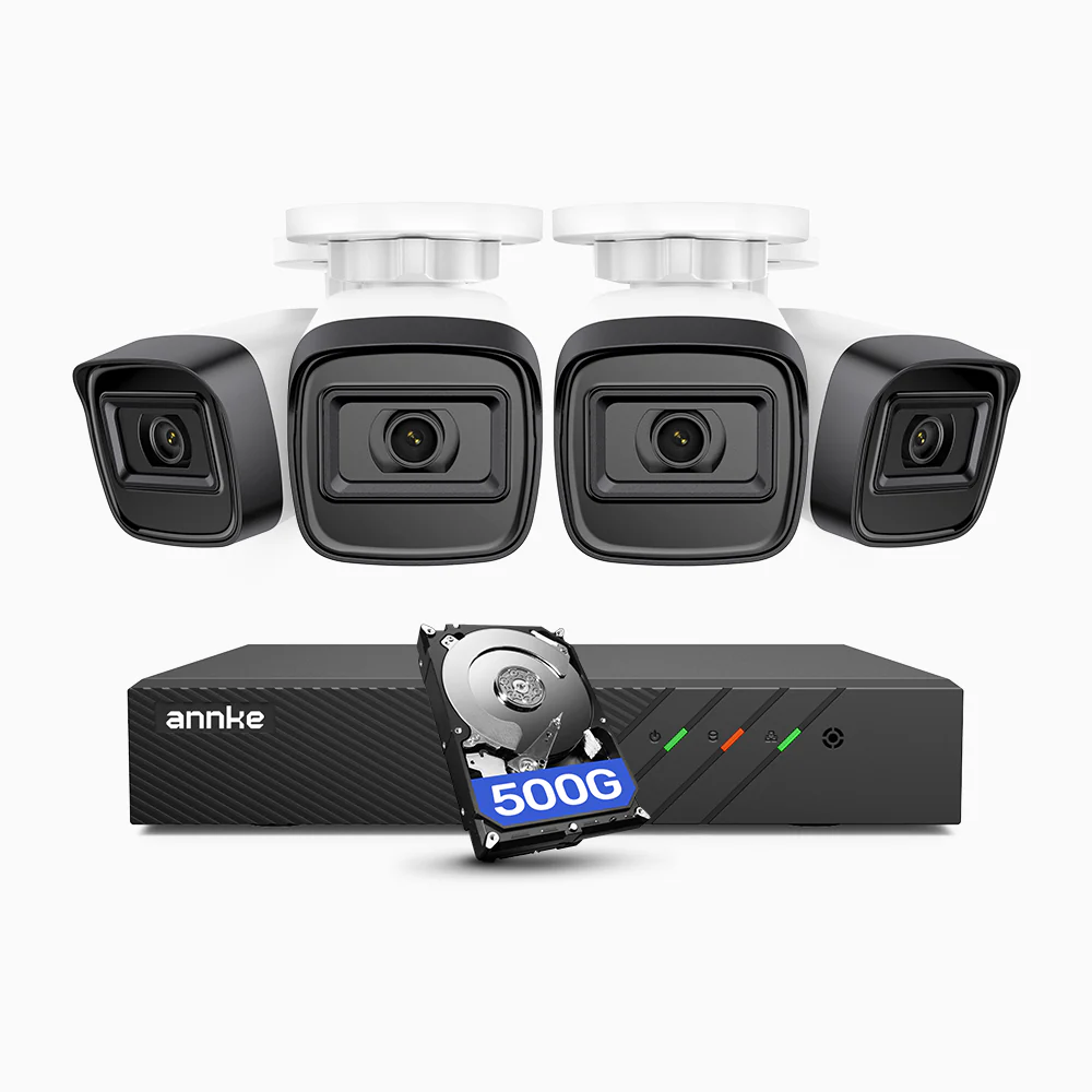 H300 - Zestaw do Monitoringu PoE 4 Kamery 3MP z 8-Kanałowy Rejestratorem NVR, dysk twardy 500 GB, EXIR 2.0 Night Vision, wykrywanie ruchu, H.265+, wodoodporność IP67