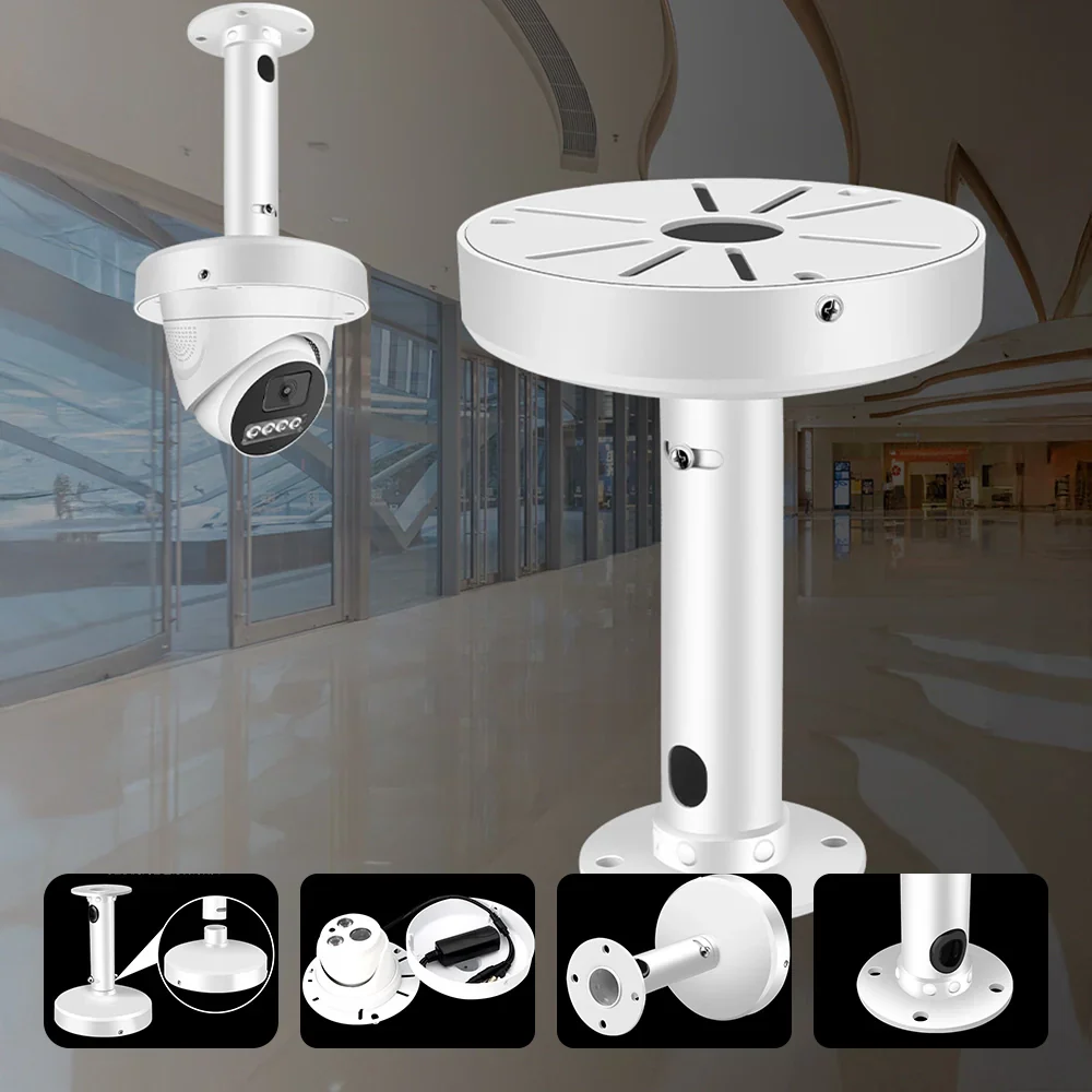 Uchwyt montażowy do kamer monitoringu, wytrzymały metal, montaż ścienny/sufitowy do kamer typu turret, kopułkowych i tubowych, kompatybilny z większością standardowych kamer monitoringu - Image 6