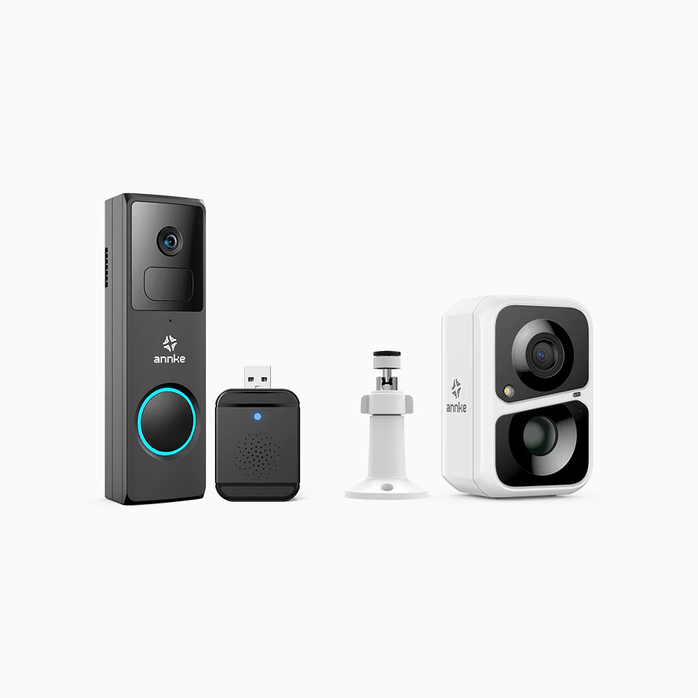 Whiffle 1080P Bezprzewodowa Kamera Dzwonkowa + Custos Kamera Zewnętrzna Bezprzewodowa WiFi Akumulator 3Mpx
