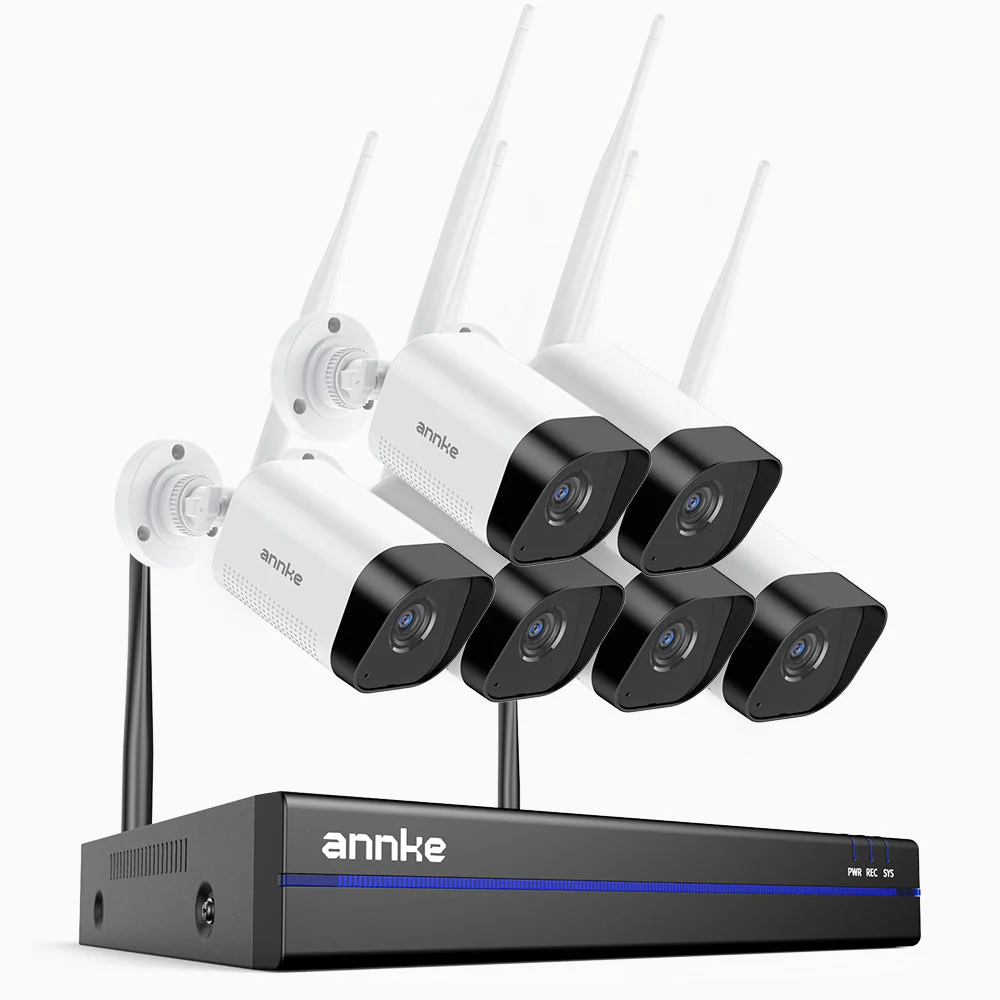 WS800 - Zestaw do Monitoringu Bezprzewodowych 6 Kamery 8Mpx z 8-Kanałowy Rejestratorem NVR,  podwójne pasmo WiFi 2,4/5,8 GHz Pro, detekcja ludzi AI, dwukierunkowy dźwięk, tryb nocny, kompatybilny z Alexa
