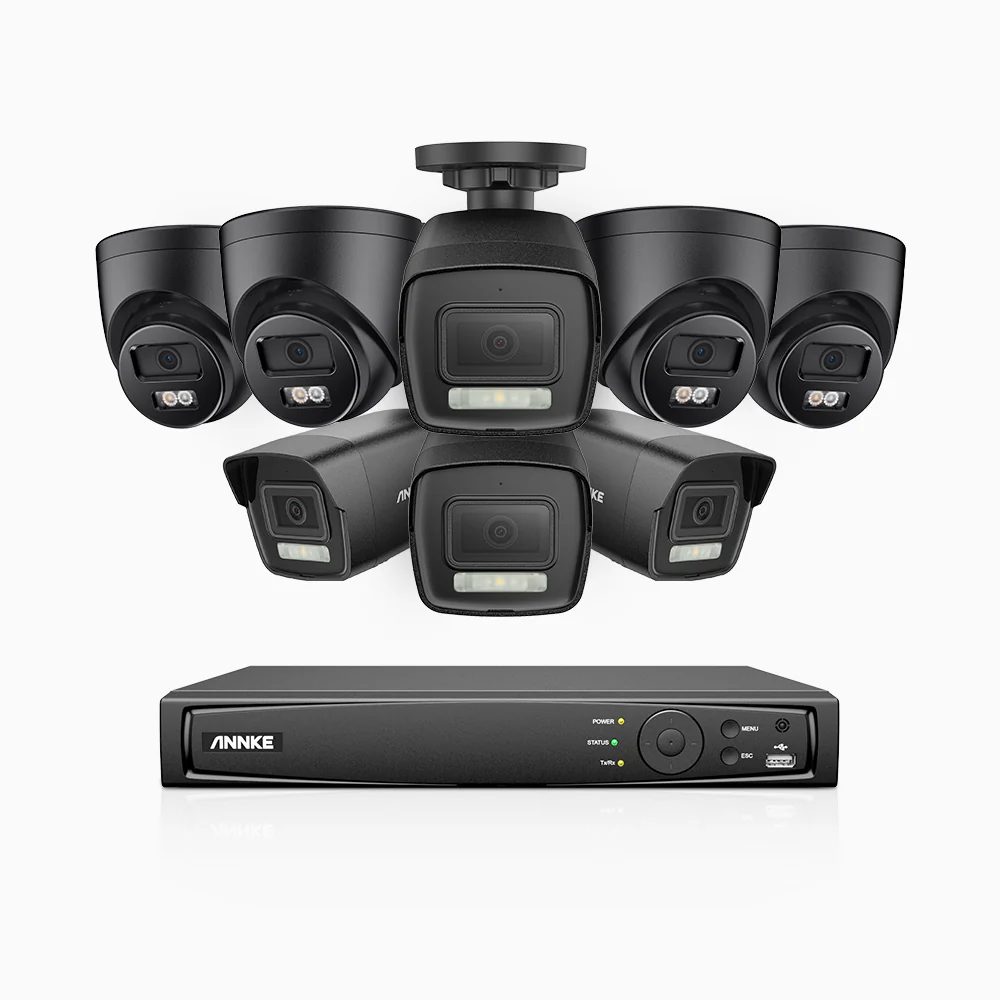 H500P - Zestaw do Monitoringu PoE 8 Kamery (4 Tubowa & 4 Kopułkowa) 3K z 16-Kanałowy Rejestratorem NVR, Noktowizja Pelny Kolor & EXIR, rozdzielczość 3072*1728, przysłona f/1.6 (0.005 Lux), detekcja ludzi i pojazdów, wbudowany mikrofon, IP67 - Image 2