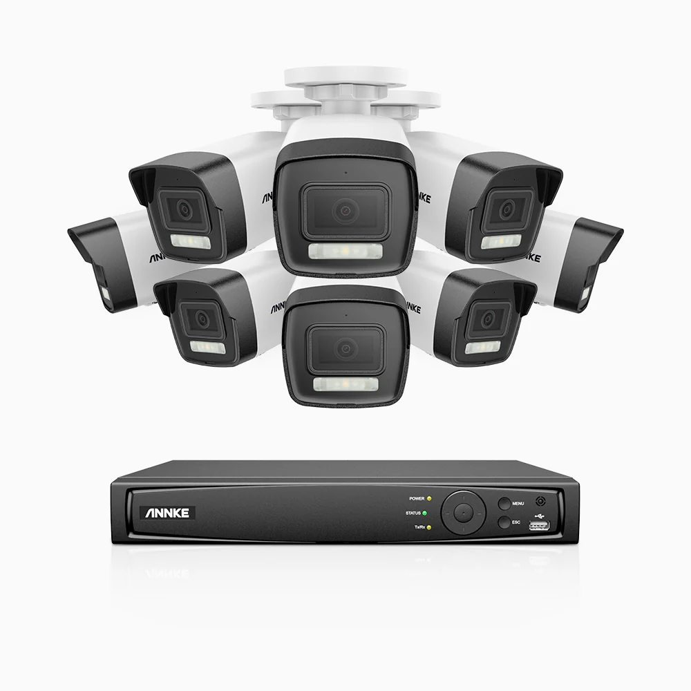 H500P - Zestaw do Monitoringu PoE 8 Kamery 3K z 16-Kanałowy Rejestratorem NVR, Noktowizja Pelny Kolor & EXIR, rozdzielczość 3072*1728, przysłona f/1.6 (0.005 Lux), detekcja ludzi i pojazdów, wbudowany mikrofon, IP67