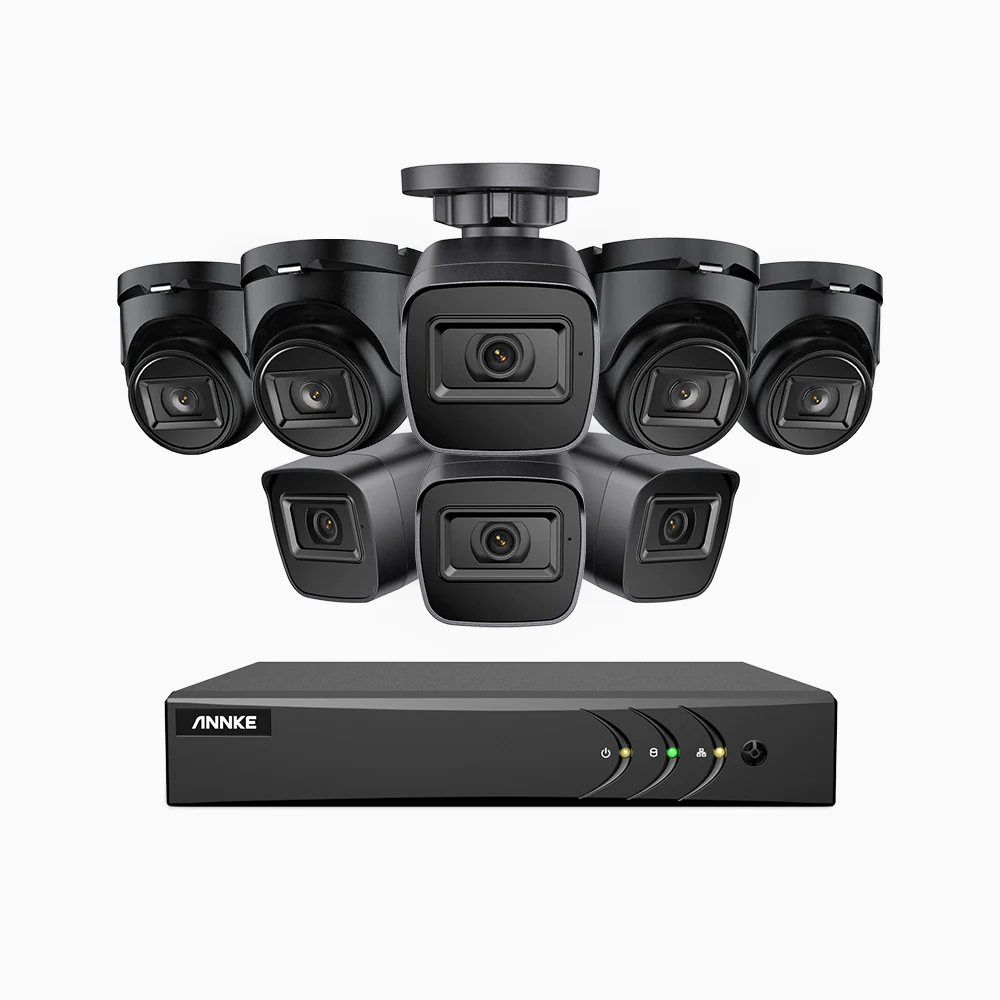 EL200 - Zestaw do Monitoringu Przewodowa 4 Tubowa & 4 Kopułkowa Kamery 1080P z 16-Kanałowy Rejestratorem Hybrydowy, inteligentnym rejestratorem DVR z wykrywaniem ludzi i pojazdów, Noktowizja EXIR, sygnałem wyjściowym 4 w 1, IP67 - Image 2