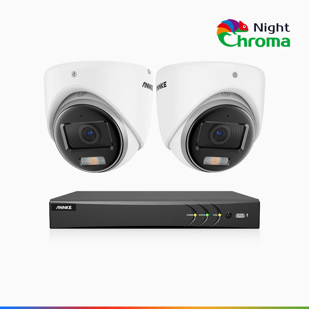 NightChroma<sup>TM</sup> NAK500 - Zestaw do Monitoringu 2 Przewodowa Kamery 3K z 8-Kanałowy Rejestratorem DVR, Noktowizja Pelny Kolor, 2960 × 1665 pikseli, Przysłona f/1.0 (0,001 Lux), Wbudowany Mikrofon, IP67, Zaktualizowana Wersja - Image 2