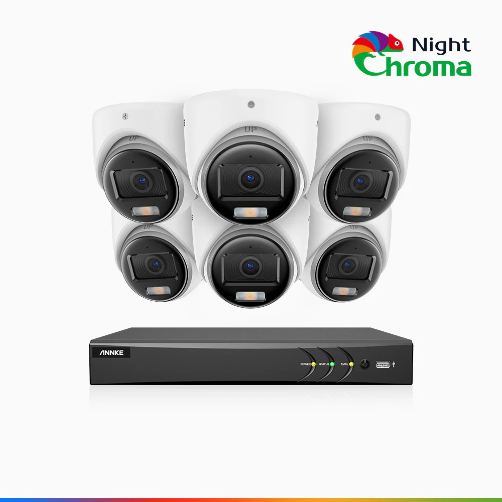 NightChroma<sup>TM</sup> NAK500 - Zestaw do Monitoringu 6 Przewodowa Kamery 3K z 8-Kanałowy Rejestratorem DVR, Noktowizja Pelny Kolor, 2960 × 1665 pikseli, Przysłona f/1.0 (0,001 Lux), Wbudowany Mikrofon, IP67, Zaktualizowana Wersja - Image 2